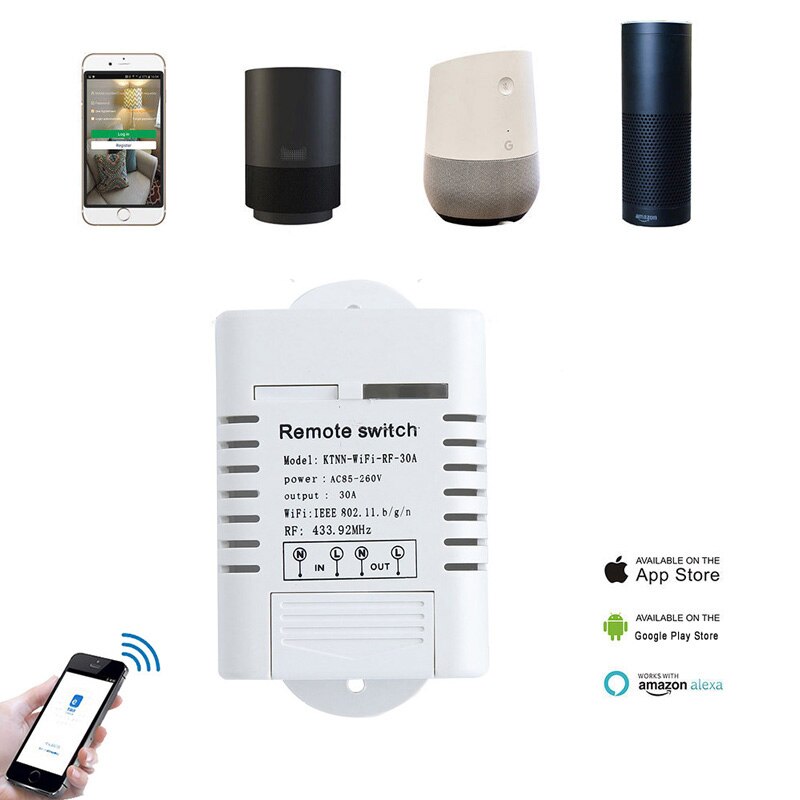 KTNNKG – interrupteur relais Wifi haute puissance 30A, 110-220V, 433MHz, pour chauffe-eau, sans fil, contrôle via application, pour maison intelligente
