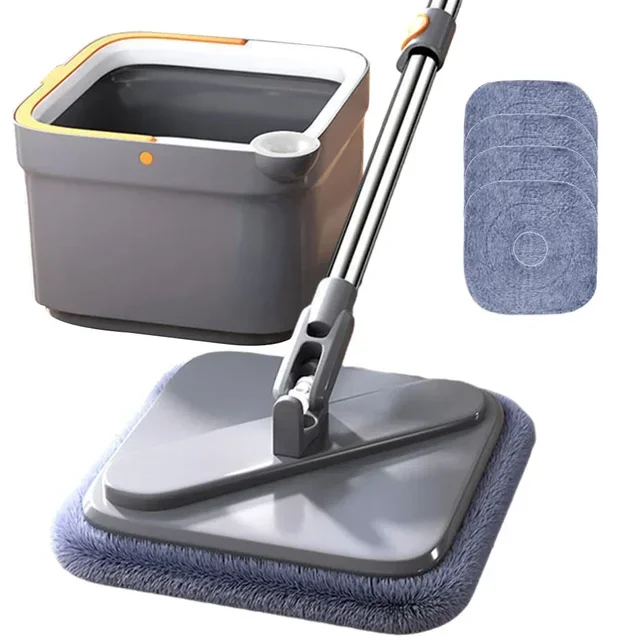 Handfreier faul quetschen Dreh Mopp mit Eimer, automatischer Bodenwischer, Nano-Mikrofasertuch, selbstreinigender quadratischer Mopp: verrotten