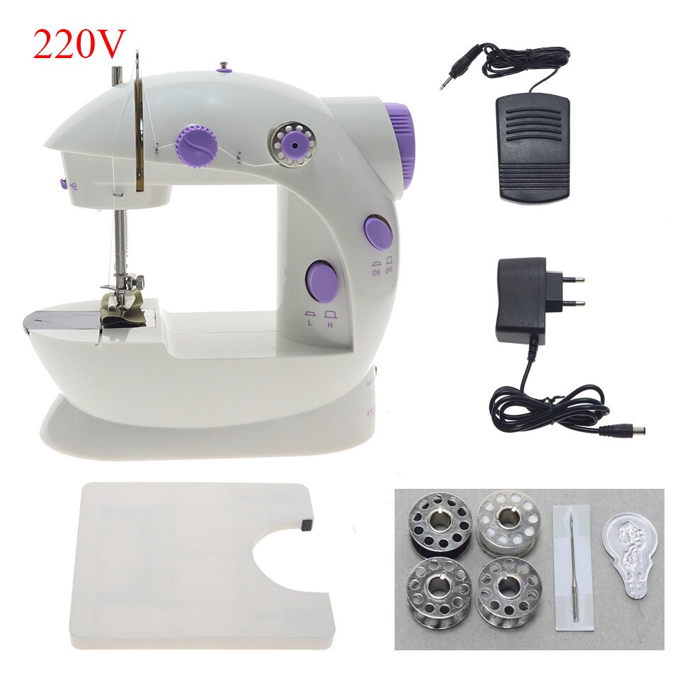 Mini portable manual electric mini sewing machine sewing needle 110 / 220V speed sewing needle set: Package D