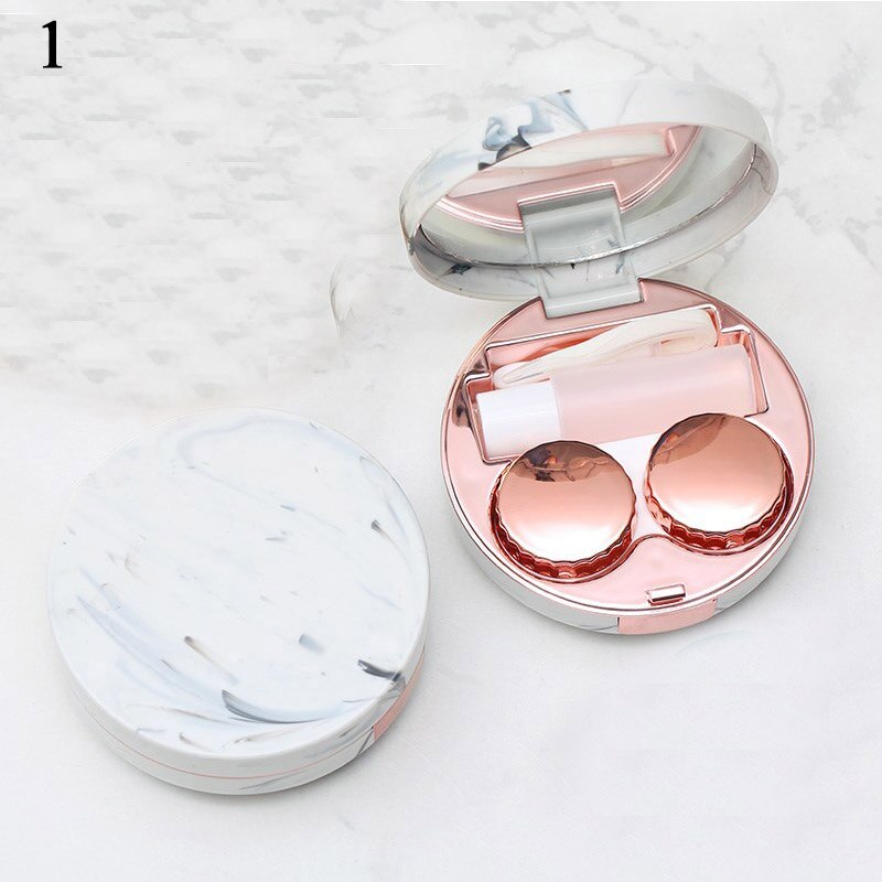Ogen Zorg Container Leuke Ronde Lens Case Spiegel Reizen Bril Lenzen Klassieke Doos Kit Houder Marmer Contact Lens Case