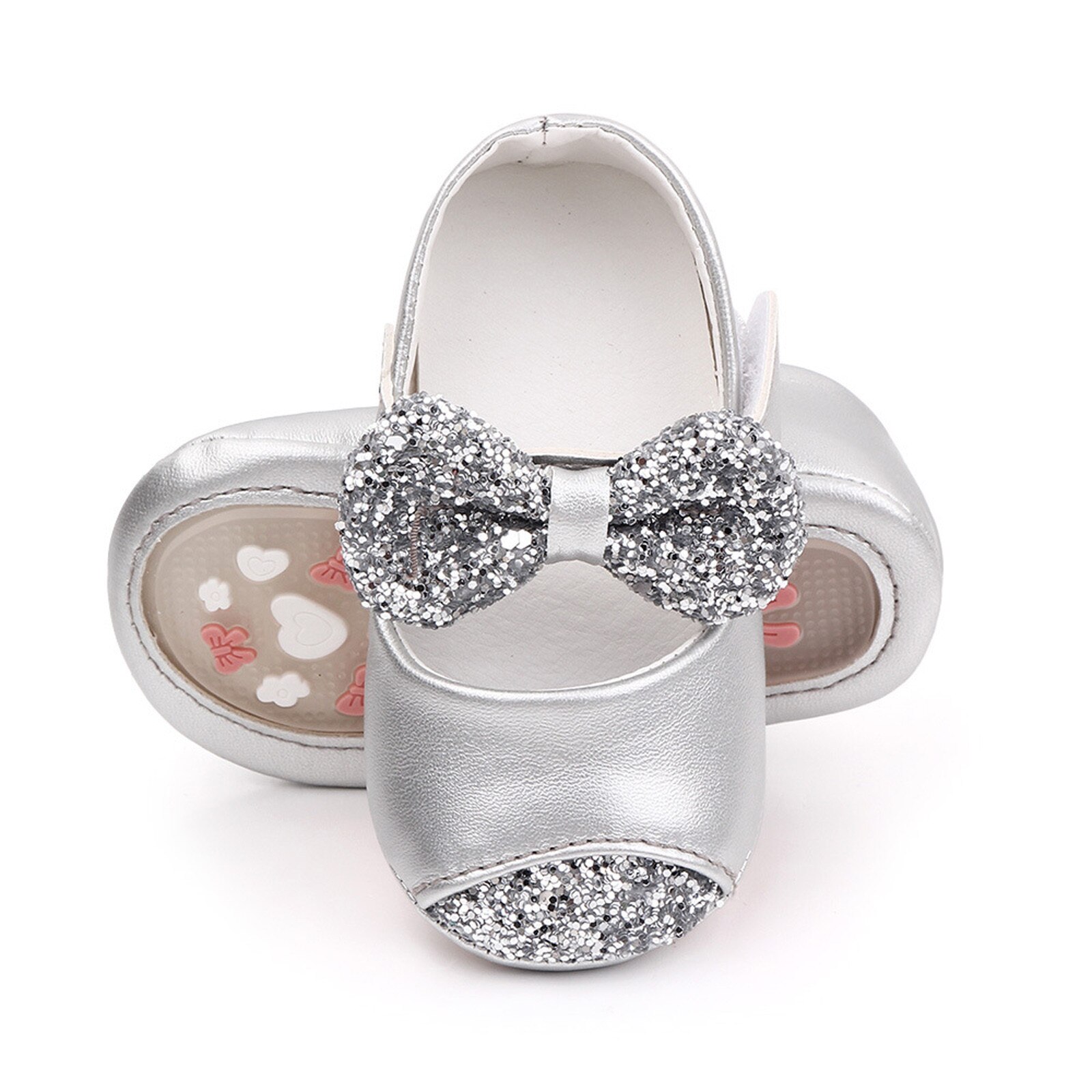 Spring Kids Princess Leather Shoes For Baby Girls Bowknot Sequins Baby Girls Soft Sole Footwear First Walking Wedding Shoes