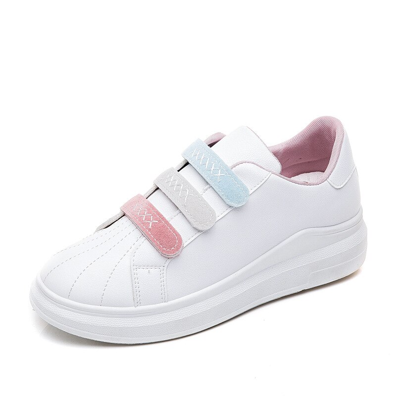 Dam sneakers färg kardborre plattform vit sneakers vårstil vild trend student sport fritidsskor damskor