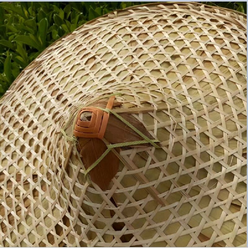 Bambus vævet rotting hat dans tårn rekvisitter turisme solskærm regn fiskeri kasket bambus lampeskærm dekorative halm spand hat