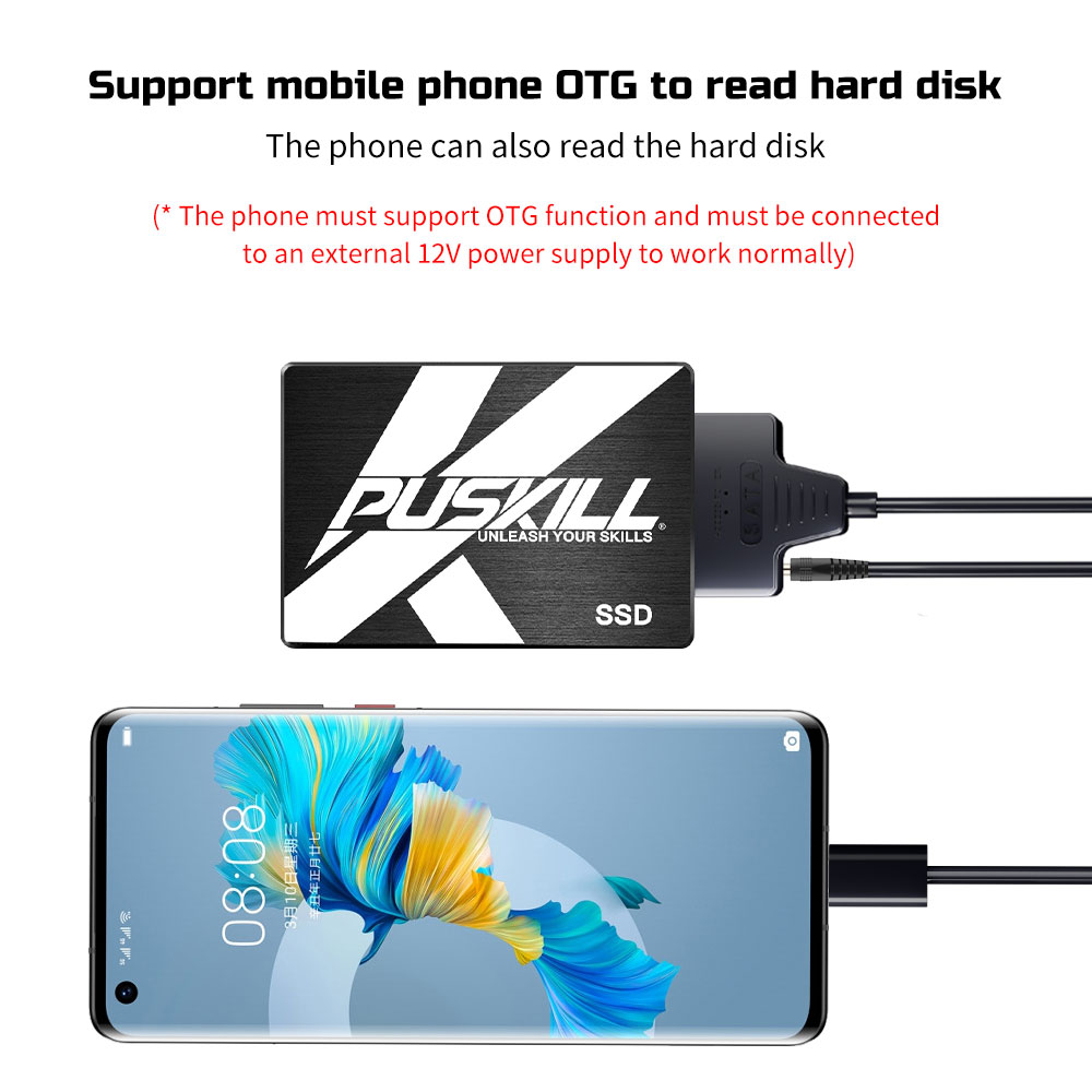 Usb 3.0 til sata/type-c-kabel usb til sata iii-driverkabel støtter 2.5- tommers 6 gbps hdd ssd-harddisk 22-- pinners adapter