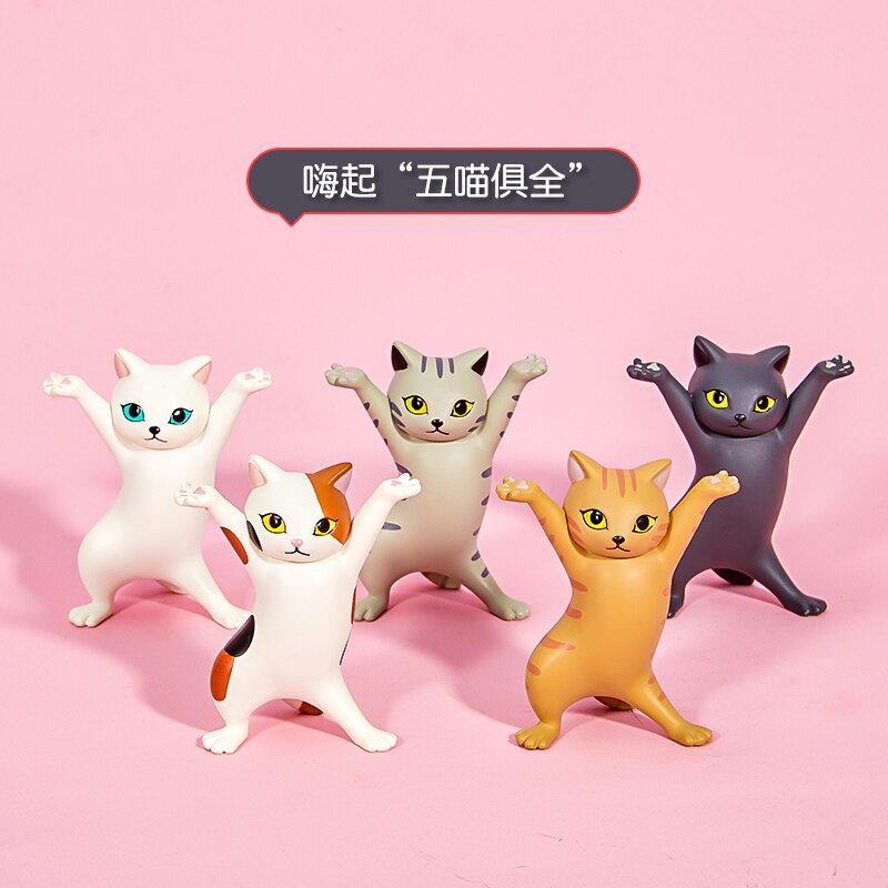 Cat Pen Holder Enchanting Cat Pen Holder Cat Pen Holder Lift Pen Cat Pen Holder Decoration Capsule Toy Cute Kitten: five finger cat