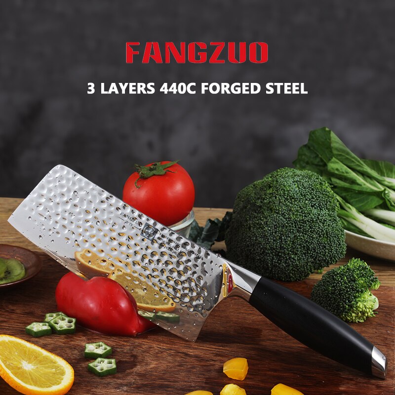 FANGZUO-cuchillo de acero inoxidable 440C, herramienta de cocina con mango forjado G10, Utilidad de Chef de 8 &quot;y 5&quot;, 7&quot;