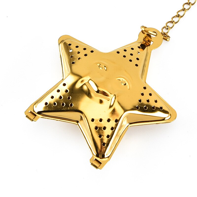 1PC Tea Infuser with Metal Ring for Loose Tea Tea Ball In Mail Box for Safe 18/8 Stainless Steel with Golden Plating: Star