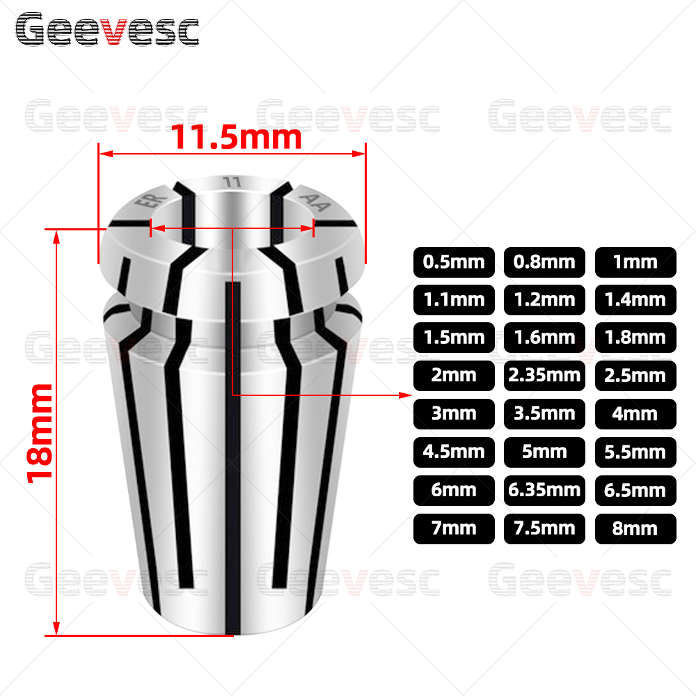 ER11 8mm pince mandrin er11 jeu de pinces ER pince à ressort ER11 0.5mm 0.8mm 1.2mm 1.6mm 4mm 6mm 1mm 2mm 3.175 ER pince à ressort mandrin