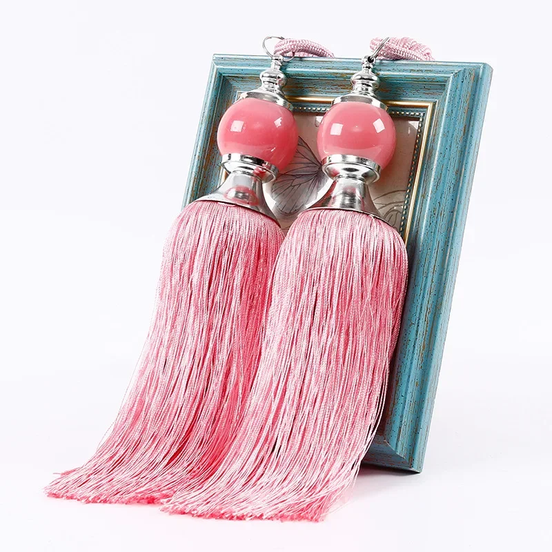 Porte-clés, bijou de sac 'Pompons Bahamas' violet rose vert - 22x4 cm