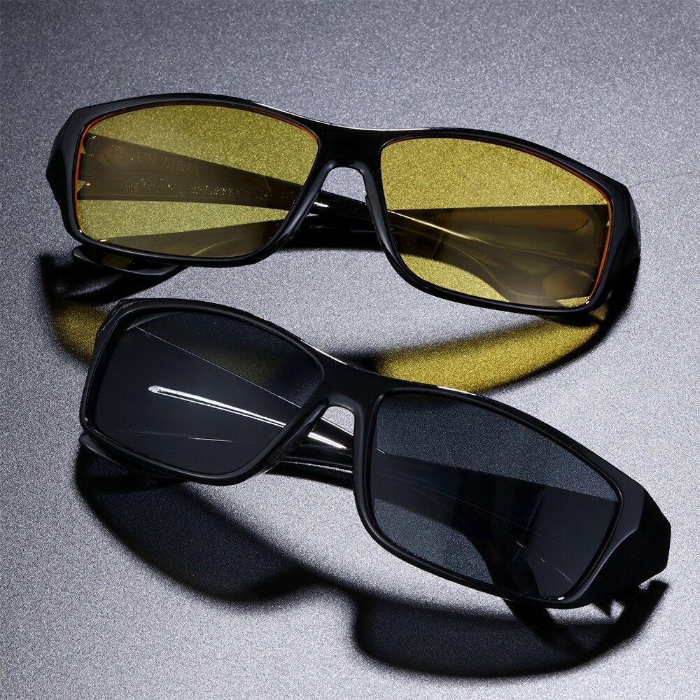 Unisex Night Driving Glasses Anti Glare Night Vision Glasses HD Polarized Yellow Tint Fit Over Wrap Around Eyewear for Men Women