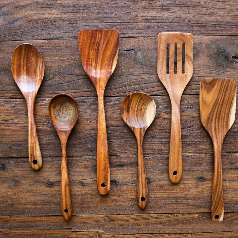 Wooden Spatula Scoop Colander Cooking Utensil Set Kitchen Supplies Cooking Tools Non-stick Hand Wok Shovel Kitchen Tools