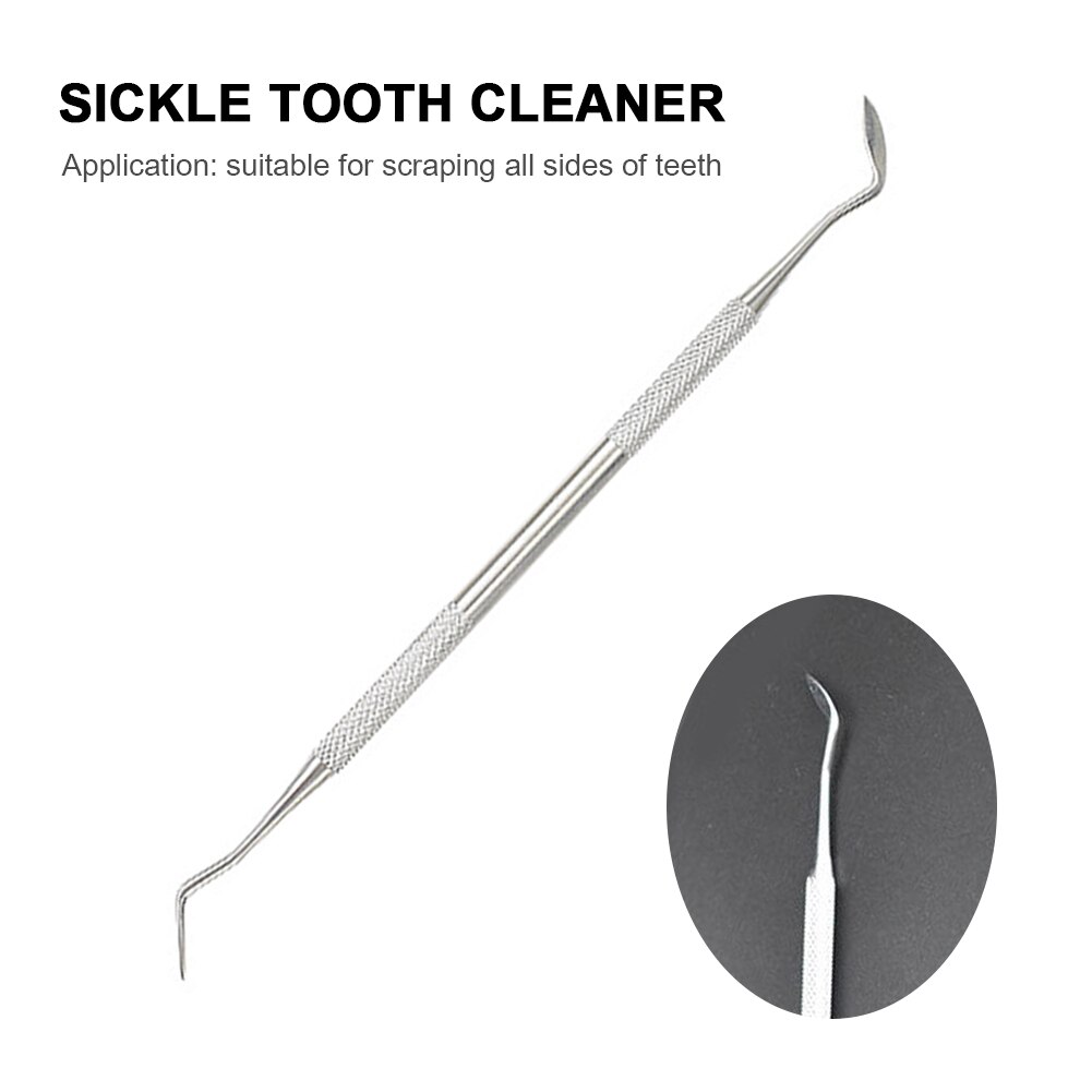 Limpiador de dientes de hoz para dentista, herramienta Dental de acero inoxidable para cuidado Dental, doble extremo, con sonda de anzuelo, explorador higiene