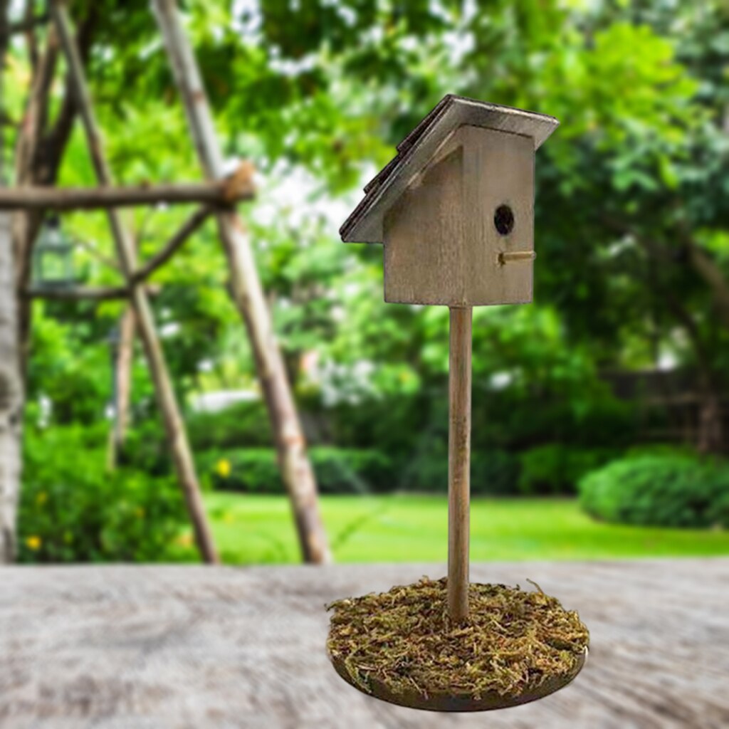 1/12 Scale Doll House Handcraft DIY Miniature Wood Bird Nest Birdhouse for Garden Outdoor Life Scene Decoration