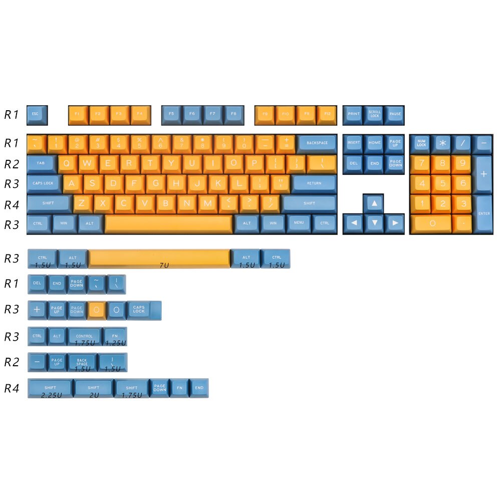 MAXKEY SA KA Keycaps set Doubleshot ABS 125 keys for cherry mx mechanical keyboard