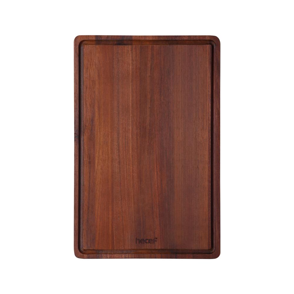 Hecef Carbonized Acacia Wood Cutting Board with Juice Grooves and Built-in Recessed Grips, Ultra Thick Hardwood Chopping Board f