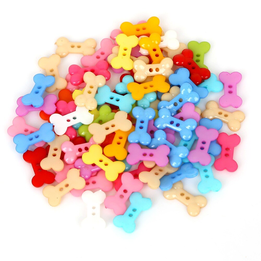 50 Stuks 18X10Mm Bone Decoratieve Plastic Knoppen Naaien Naad Scrapbooking Accessoires Knop Voor Ambachten Handgemaakte Diy Willekeurige kleuren