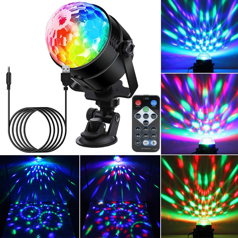 1 Pc Thuis Auto Dual-Purpose Sound Activated Roterende Disco Ball Dj Party Verlichting 3W 3LED Rgb Led podium Verlichting Met Afstandsbediening