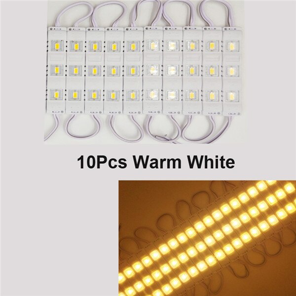 20ps 10ps ip65 5730 3 led modul vandtæt varm hvid, ren hvid, rød, grøn, blå, pink, gul sprøjtestøbningslys til  dc 12v: 10 stk varmhvid