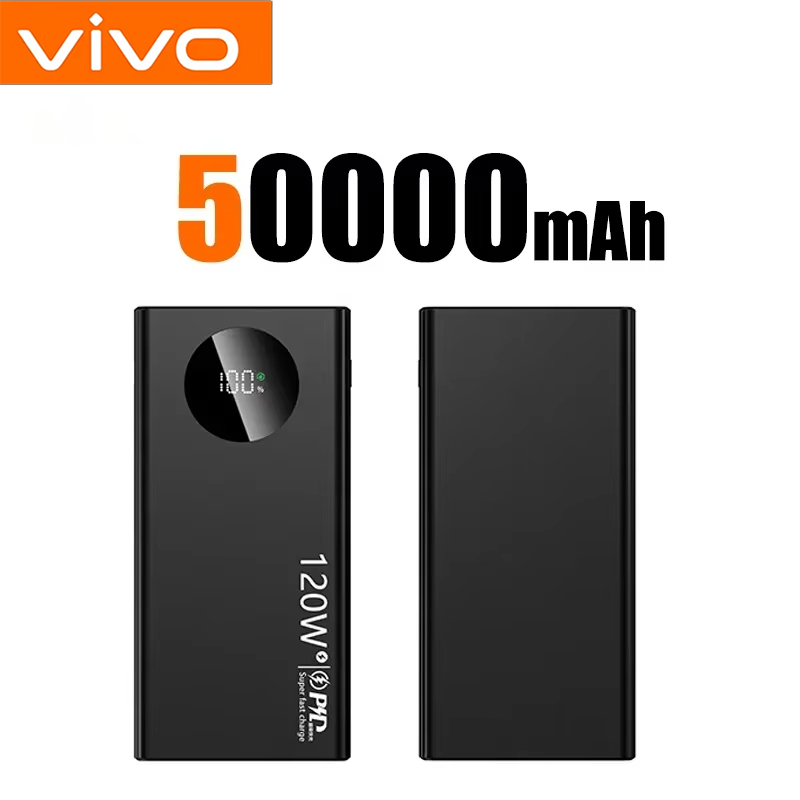 VIVO 120W Fast Charging 50000mAh CCC Certification High Capacity Power Bank Portable External Battery Charger For iPhone Xiaomi: Silver