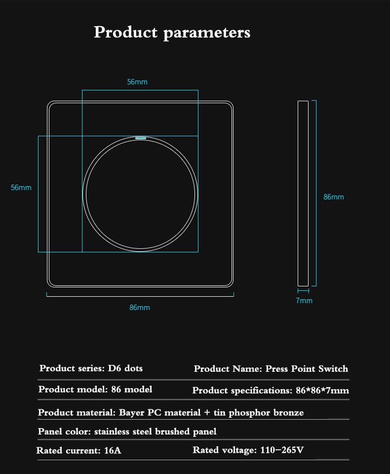 1 Gang 1 2 Way Brushed stainless steel Light EU Socket Any Click Point Control Wall Socket Switches Panel With Led