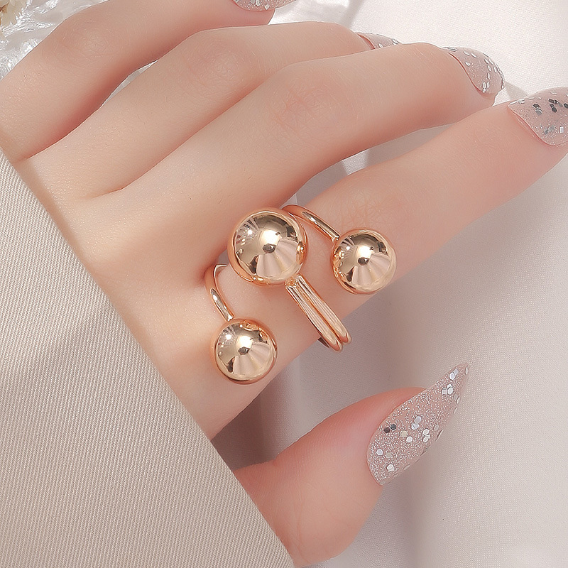 IHUES 1Pcs French Vintage Pearl Rings for Women Joint Opening Ring Party Engagement Decoration: Chocolate Color