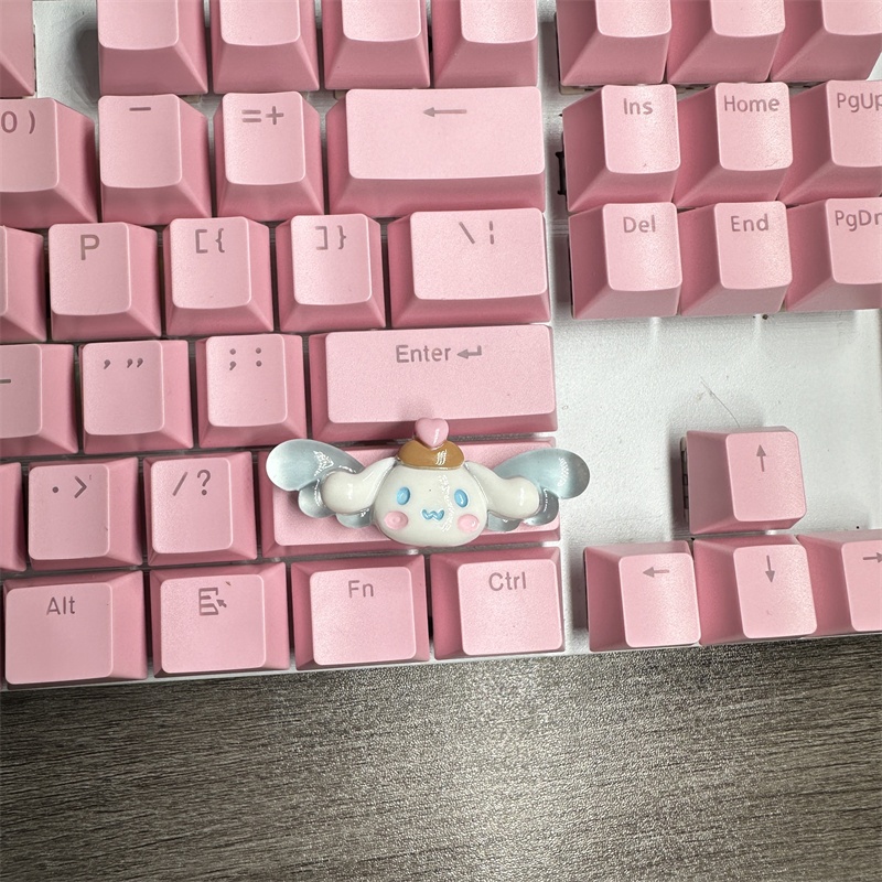 Diy Schattige Cartoon Hello Kt Kuromi Keycap 6.25u Spatiebalk Gaming Mechanisch Toetsenbord Cross Axis Roze Witte Keycap 2.75 Shift Keycap: Goud / Blauwe schakelaar