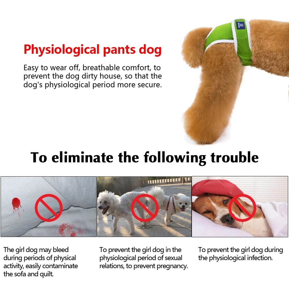 Dog Diapers Physiological Pant Washable Doggie Diapers for Female Dog Shorts Soft Girl Dogs Pants Pet Underwear Sanitary Panties