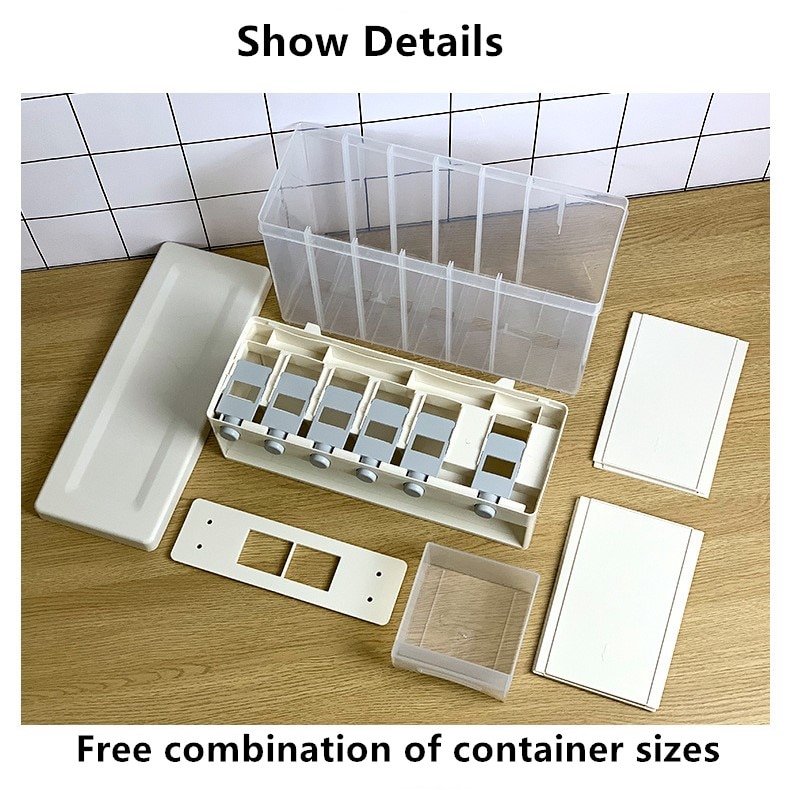 WONDERLIFE – Distributeur mural pour riz et de céréales dans 6 compartiment, Supports automatiques en plastique étanches, boîte à rangement des aliments, esthétique, organisation, nourriture, transparent