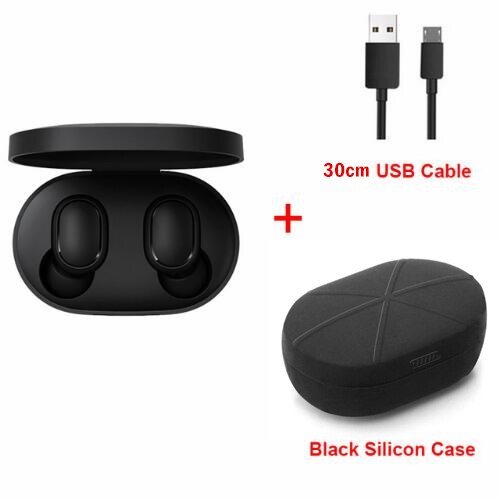 Xiaomi-auriculares Redmi Airdots 2 TWS Bluetooth 5,0, auriculares estéreo de graves con micrófono, auriculares manos libres con Control IA: add black case cable