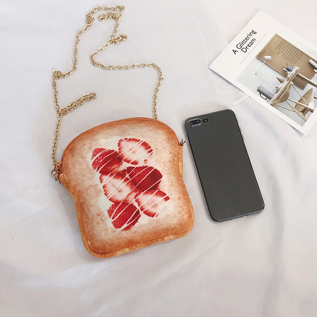 20 Mode Schoudertas Creatieve Stijl Dames Handtas Franse Toast Brood Afdrukken Keten Tas Leuke 3d Brood Messenger tas: B