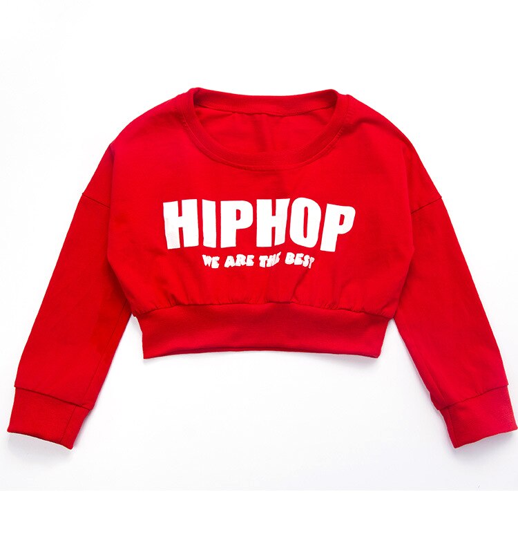 Enfant Manches Longues Vêtements Hip Hop Décontracté Chemise Pantacourt Sweat Hauts pour Filles Danse Courte Veste Danse Vêtements