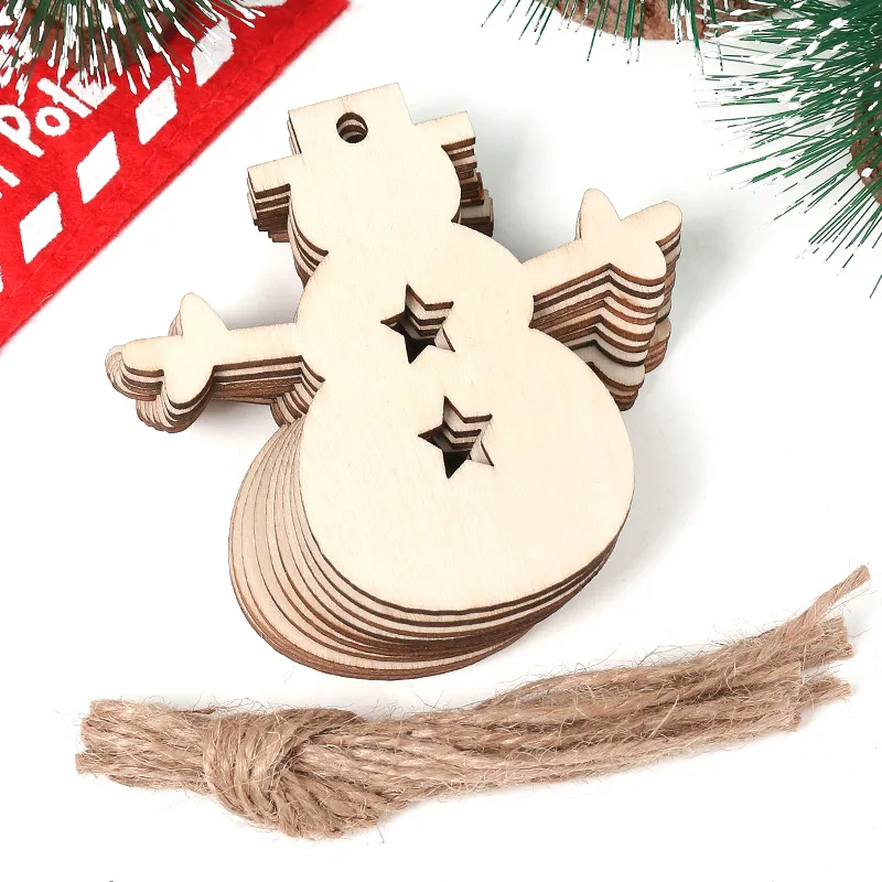 100-10PCS Christmas Wooden Ornaments Unfinished DIY Christmas Crafts for Xmas Tree Pendant Ornaments Navidad Year Decor: S / Olive