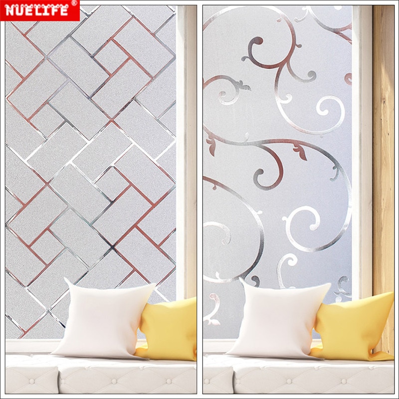 Non-adhesive static glass film frosted tile sticker window sticker sunscreen Chinese zigzag pattern window pvc film