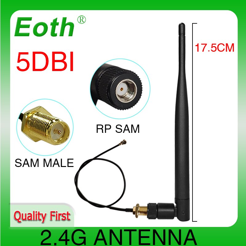 2.4 Ghz Antenne Wifi 5dBi Wifi Antenne 2.4G RP-SMA Mannelijke 2.4 Ghz Antena Wi-fi Router + Pci U. Fl Ipx Naar Rp Sma Male Pigtail Kabel