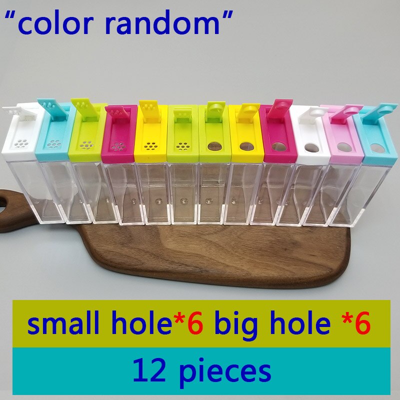 Transparent Spice Jar Set Salt and Pepper Seasoning Bottle Colorful Lid Kitchen Condiment Cruet Storage Container seasoning box: 12 pcs