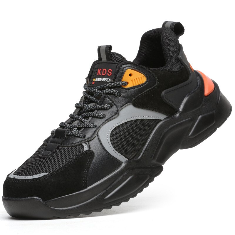 Man Lightweight Work Safety Shoes Man Safety Boots Anti-puncture Steel Toe Work Sneaker Male Anti-Smashing Construction Footwear: black / 37