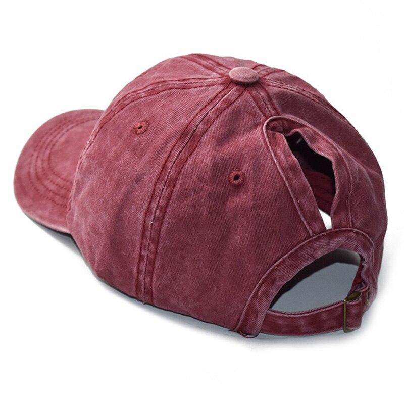 Dames baseballpet met paardenstaartgat zonneklep outdoor sportpet fou 99: Rood