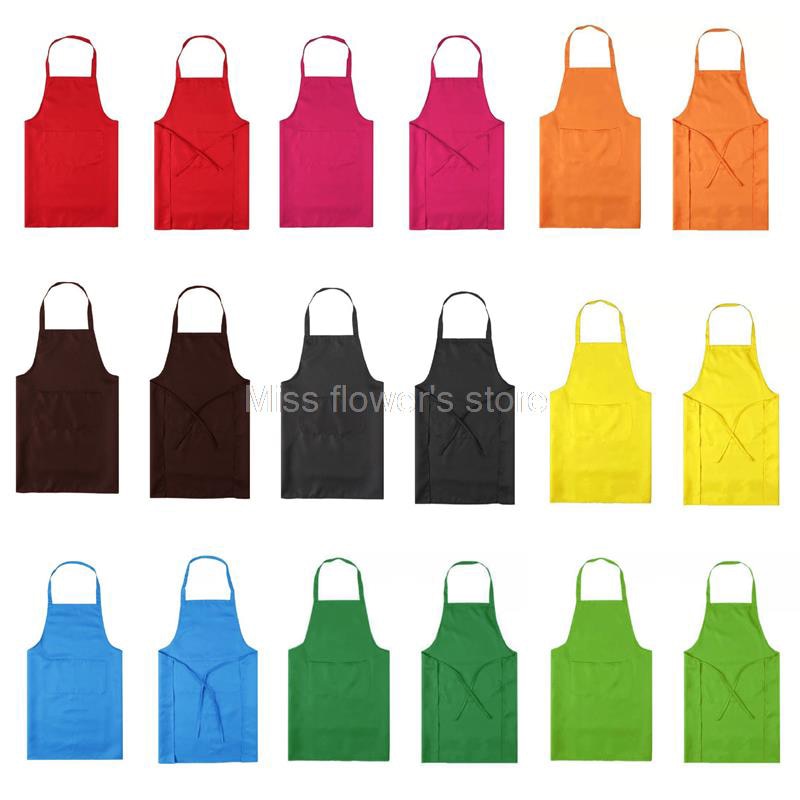 Dik Katoen Polyester Blend Anti-slijtage Anti Fouling Koken Keuken Restaurant Bib Schort Met Zakken