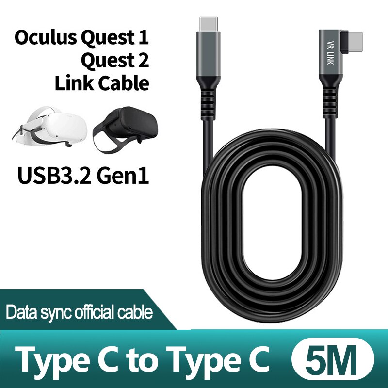 7M 6M 5M Fast USB 3.1 Charge Link Cable For Oculus Quest 1 2 USB Type C Data Charging Cable For Oculus Quest2 VR Accessories: B-TypeC to TypeC 5M