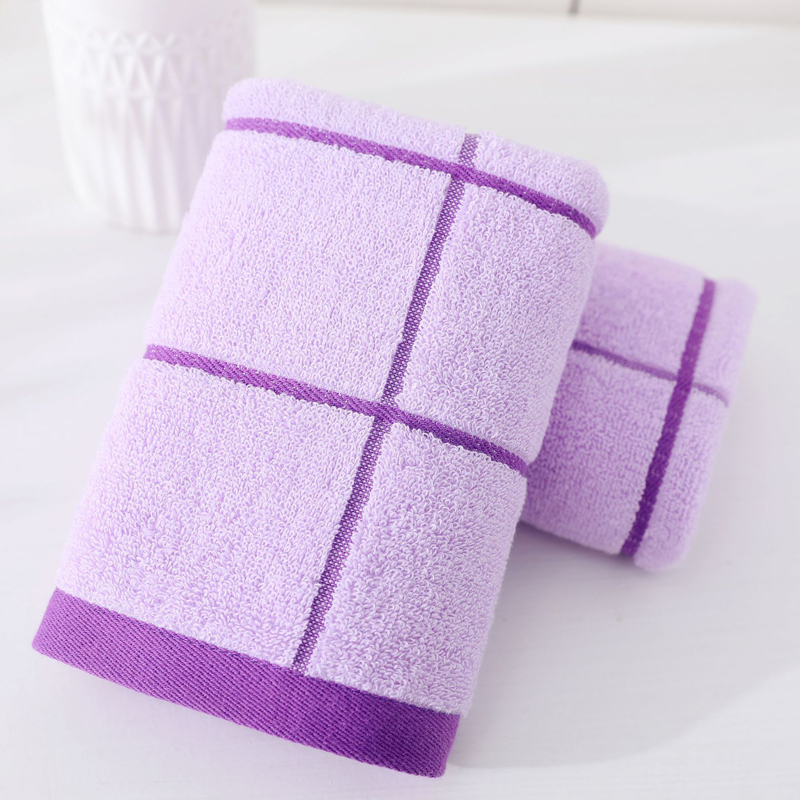 Cotton Face Towel Hand Towel Pink Purple Ivory Blue Wedding Cotton Plaid Bath Towel Face Towel Kitchen Cleanning: Purple