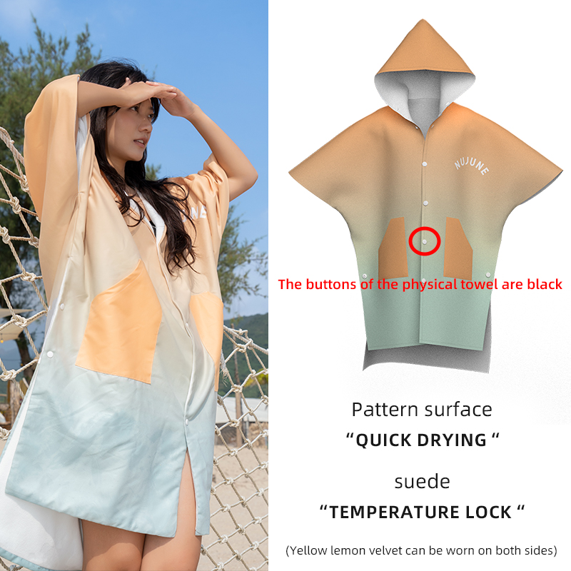 Nu-June Surfponcho Fleece gevoerd Herfst Winter Strandlaken Mantel Warme badjas Winddicht met capuchon voor strand Hete lente: GRIJS