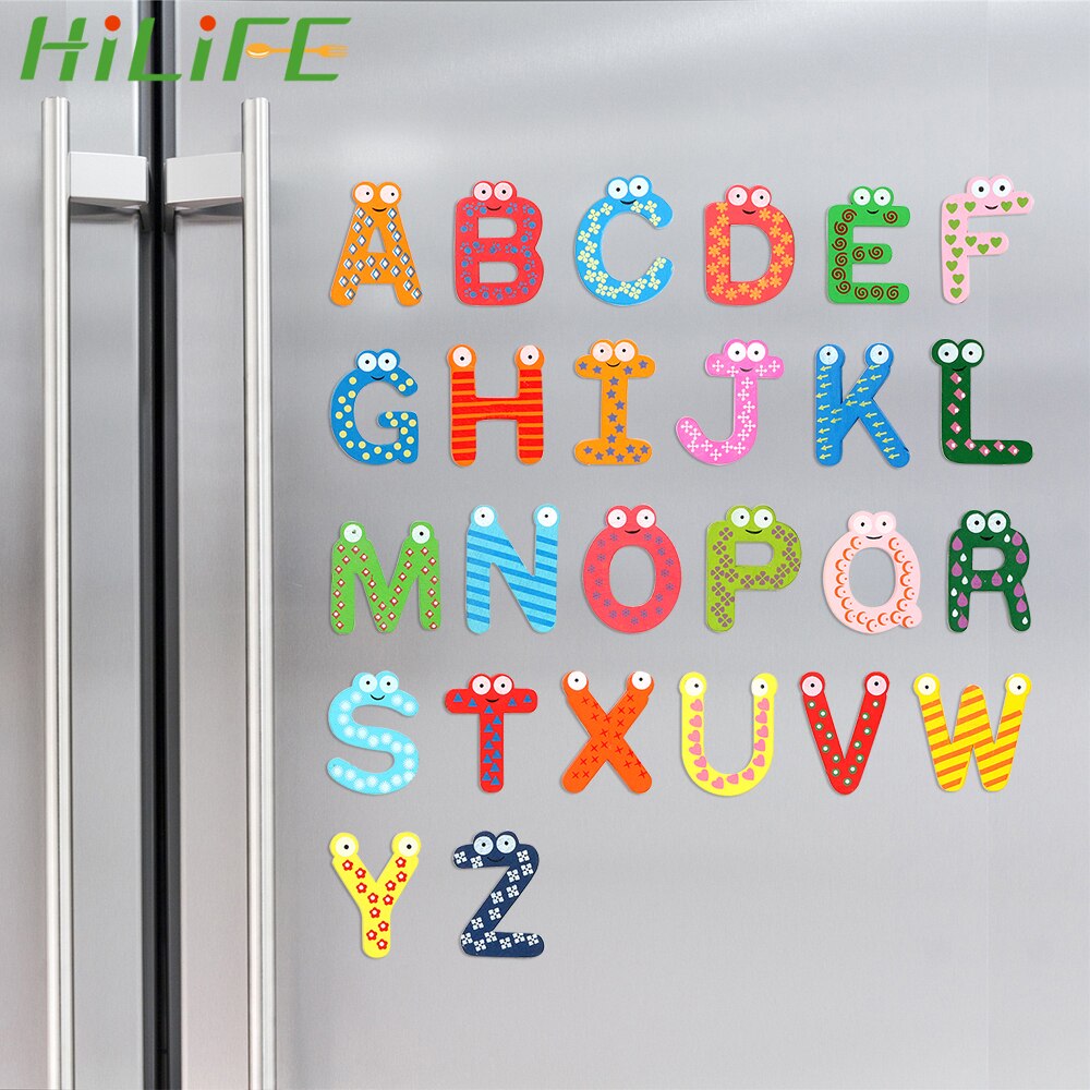 Hilife Houten Message Board Decal Koelkast Sticker Funny Kids Student Speelgoed 26 Stks/partij 26 Engels Alfabet Koelkast Magneet