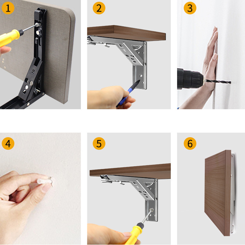 2pcs Folding Bracket For Shelf Table Desk Wall Mounted Support Collapsible Long Release Arm Space Savin Durable