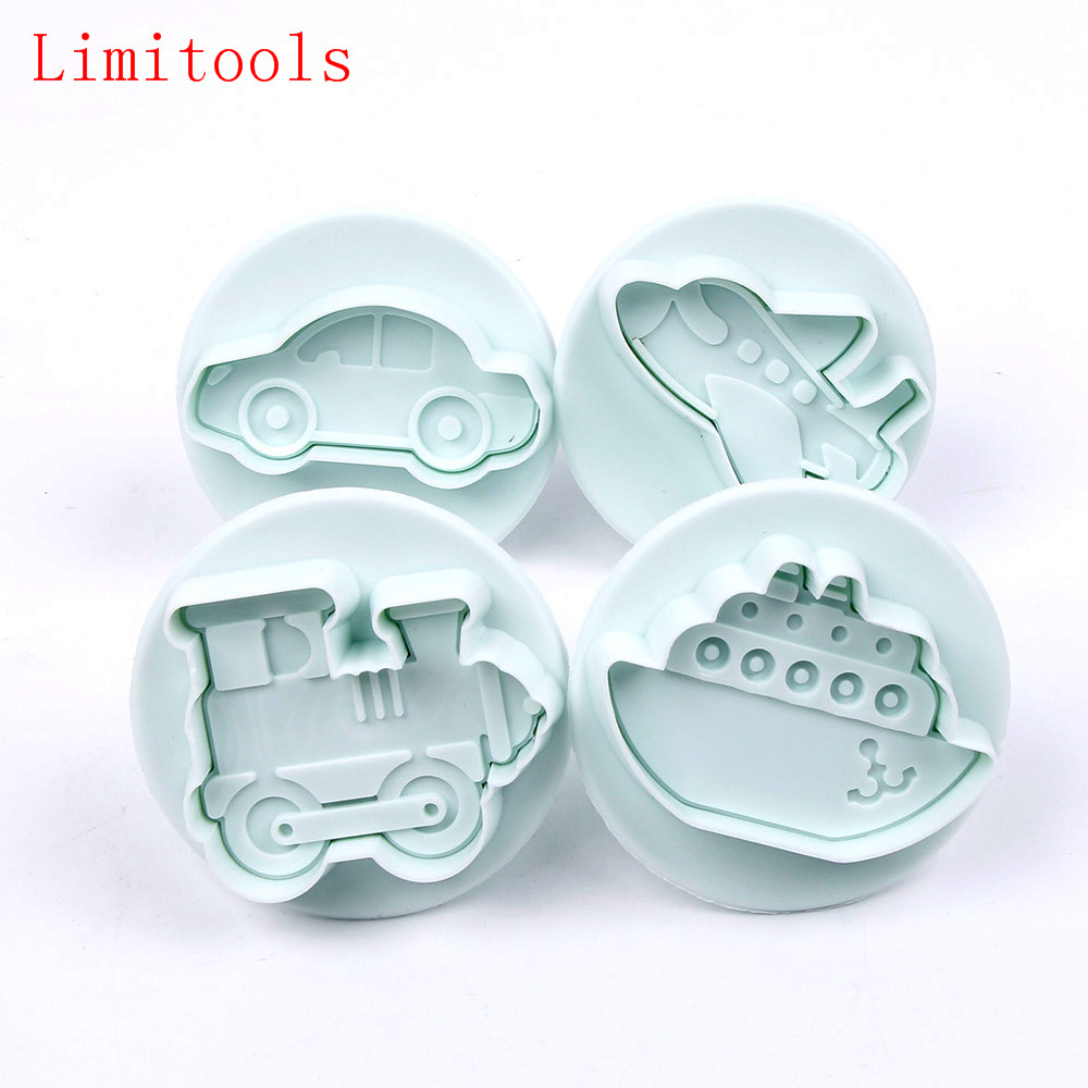 4 TEILE/LOS Raketen fahrzeug, Panzer, Gepanzerte Auto Sonde Kunststoff Cookie Cutter, Fondant Kuchen Werkzeuge, kuchen Dekorieren DIY Formen