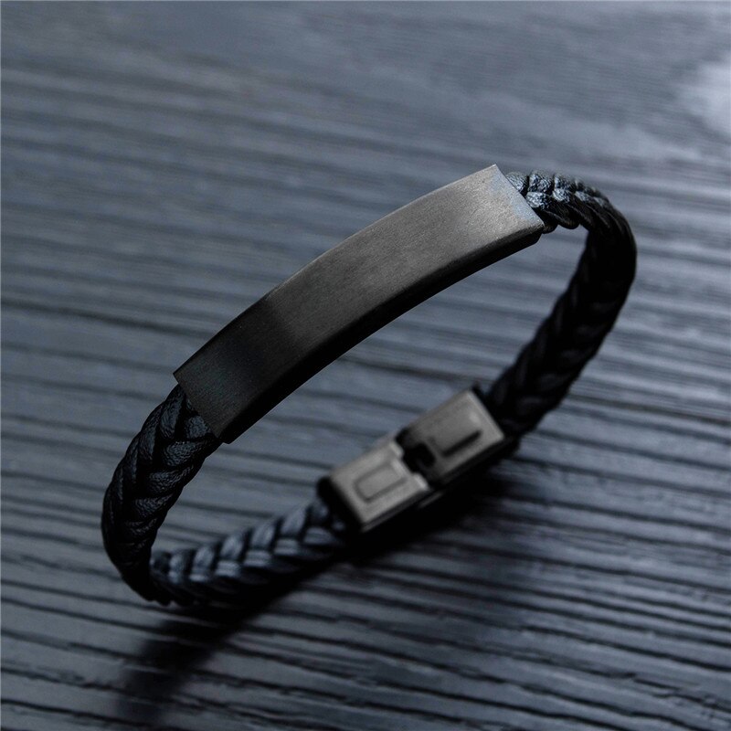 ZORCVENS Punk Jahrgang Edelstahl Schwarz Charme Männer handgefertigt Geflochtene Leder Armbinde für Mann