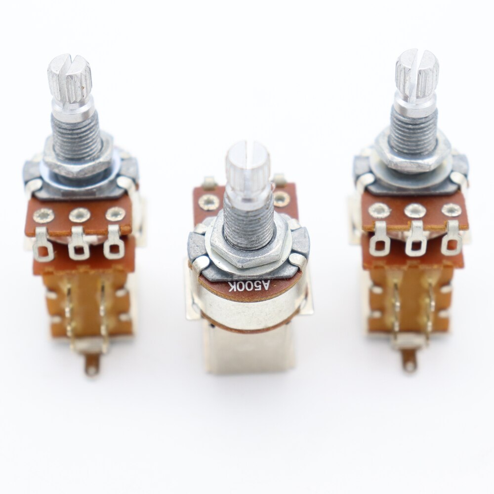 3Pcs Gitaar Pot Bass Push Pull Pot Push Pull Gitaar Potentiometer Volume Tone Korte Split Shaft Switch Potten B500K: 3pcs A500K Silver