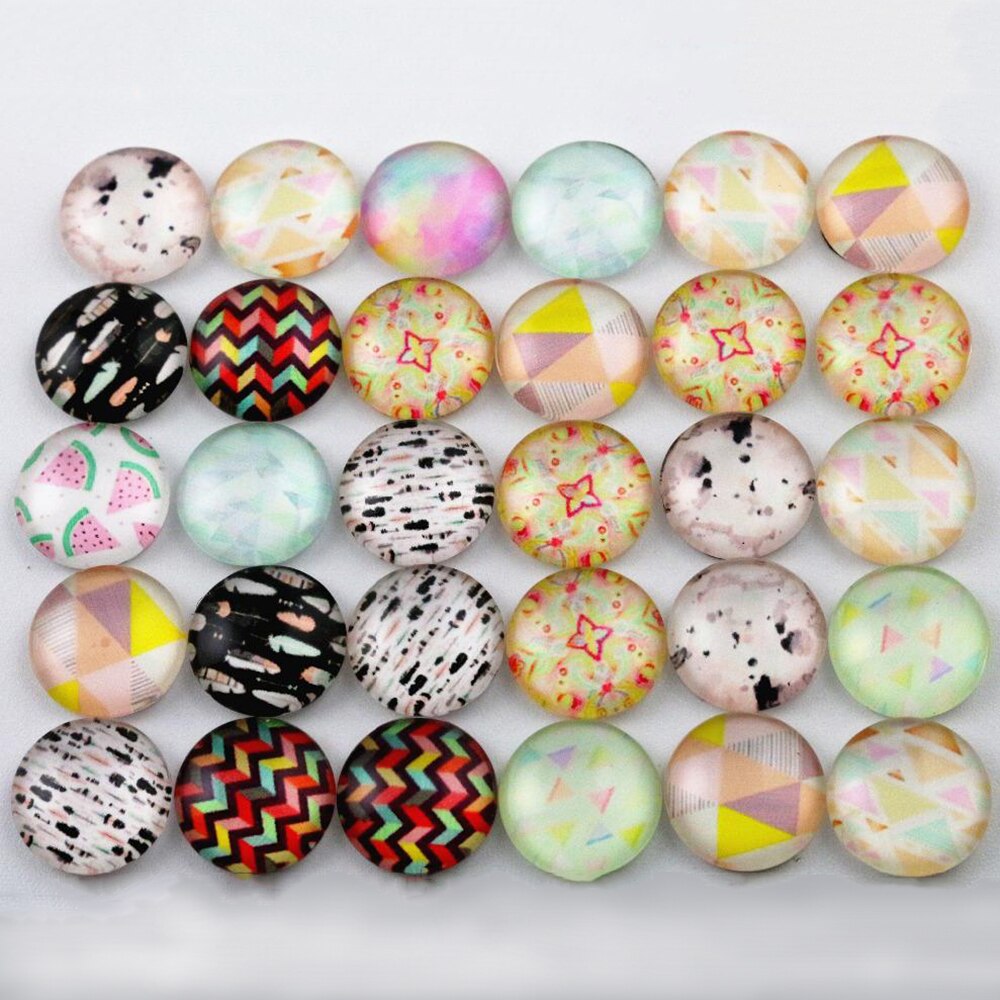 50pcs 12mm 14 style Mixed Flower Handmade Photo Glass Cabochons Pattern Domed Jewelry Accessories Supplies: D5-18