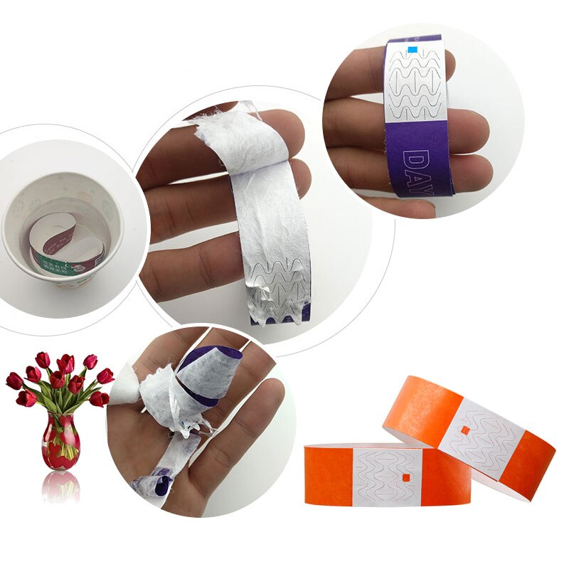 100 Count TYVEK Wristbands 3/4" PAPER WRISTBANDS For EVENTS wedding favors