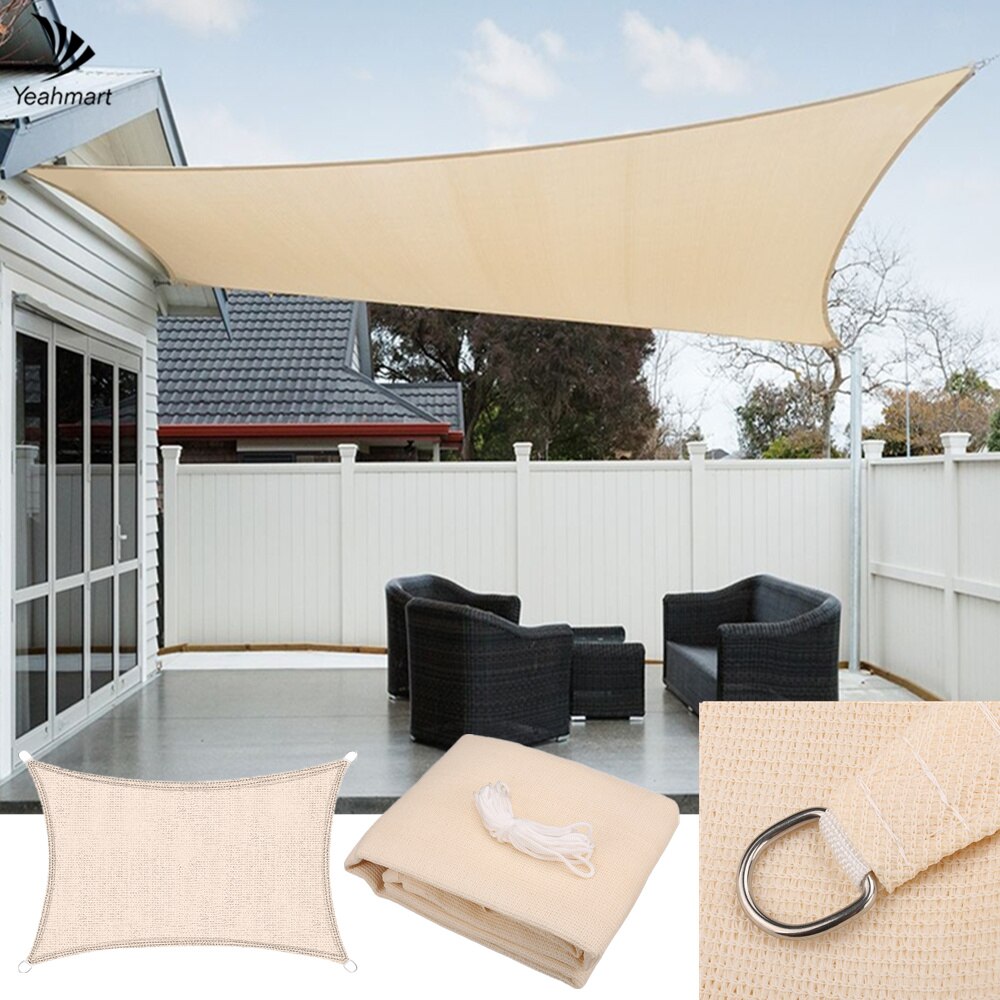 Sunshade Net Rectangle UV Block Sun Shade Sail Canopy Awning Outdoor Garden Greenhouse Patio Car Cover Cloths With Hardware Kit