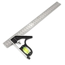 300Mm Adjustable Combination Square Angle Ruler 45 / 90 Degree With Bubble Level Multifunctional Gauge Measuring Tools